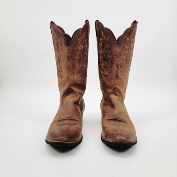 Ariat Heritage R Toe Distressed Brown Cowgirl Western Boots Size 11 EU 42.5 - Picture 4 of 16